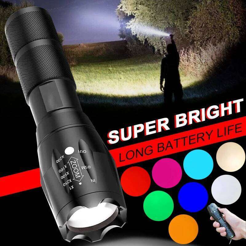 Lantern Rgb Flashlight 18650 Rechargeable Battery Light Bulb That Changes Color 100000 Lumens Powerful Tactical Lanterns Z260301