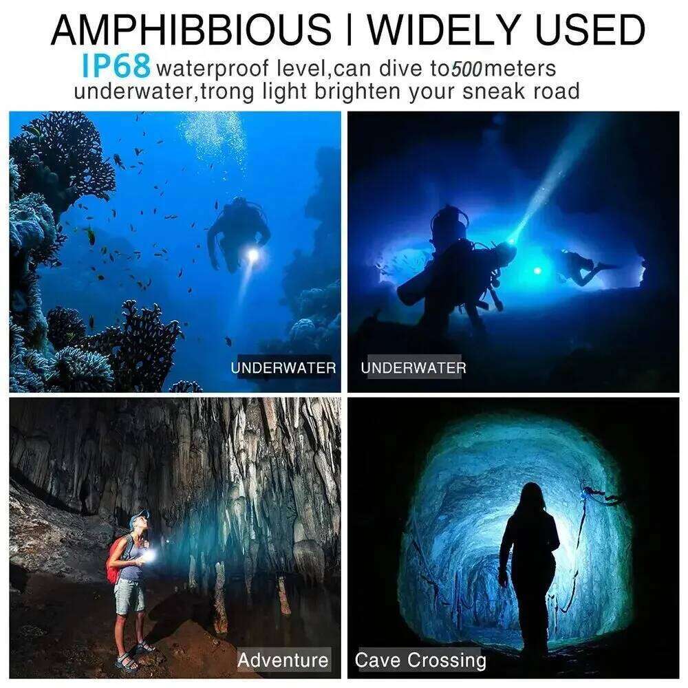 IPX8 Professional Diving Torch XHP160 High Power LED Flashlight Rechargeable Lantern Underwater Lamp Strong Light Scuba Lights Z260301