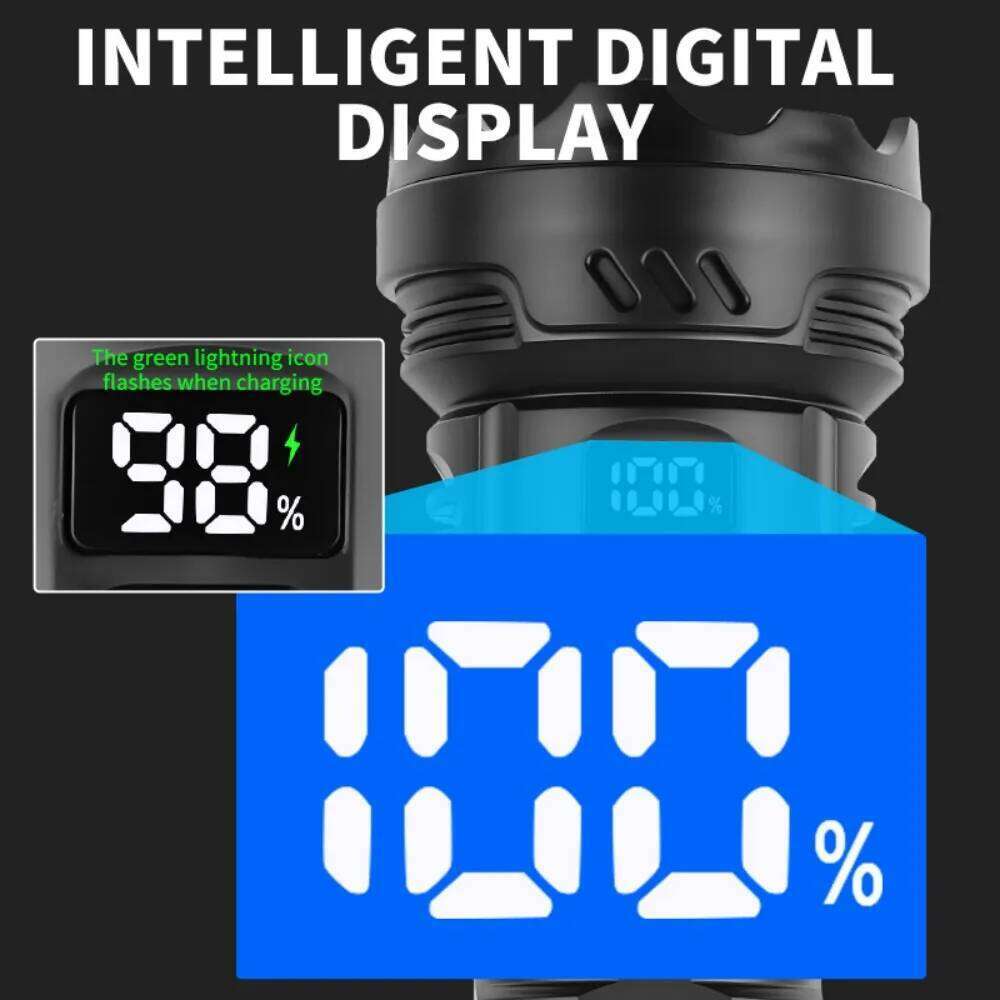 High Power Rechargeable LED Tactical Flashlight Built-in Battery Telescopic Zoom Torch Lamp for Outdoor Camping Fishing Z260301