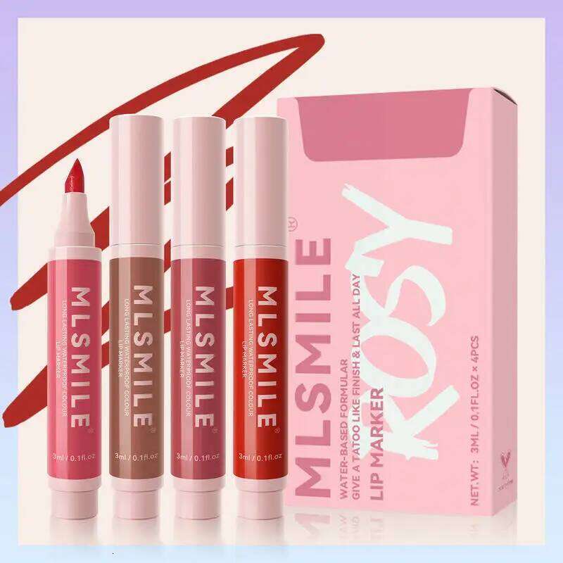 MLSMILE Non-stick Cup Dye Long-lasting Easy To Apply Matte Lip Liner Marker Pen Lipstick Water 4 Pcs Set 2025 New H260302