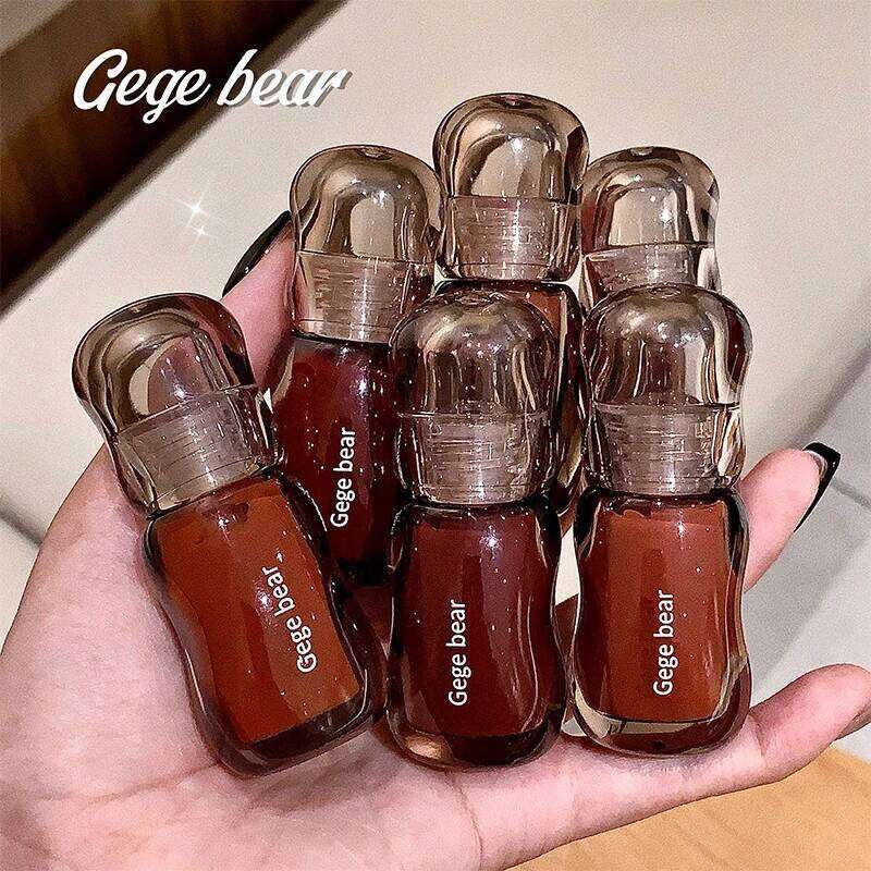 Gege bear big ice bucket crystal transparent lip glaze moisturizing mirror pouty lips autumn and winter whitening lipstick H260302