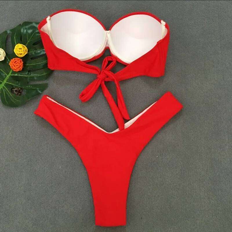 Sexy Leopard Bikini 2023 Push Up Bandeau Swimsuit Female Swimwear Women Thong Bikinis Set Bather Beachwear Bathing Suit Pool Z260301