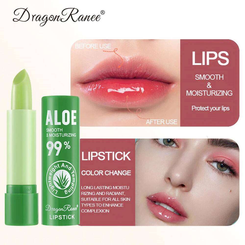 12-Piece Aloe Vera Lip Balm Set, Long-Lasting Moisturizing, Non-Stick, Waterproof, Color-Changing Jelly Lipstick Containing Plant Squalane, Suitable f
