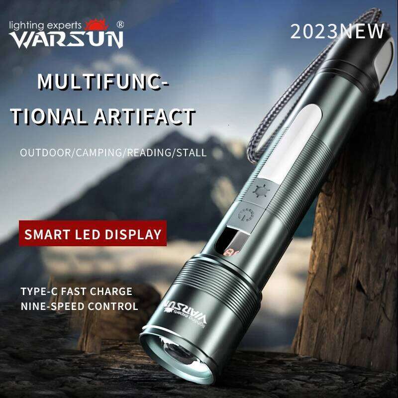 WARSUN 1000 Lm LED Lithium Battery Rechargeable Flashlight Multifunctional Outdoor Torch Portable Zoomable Camping Light Z260301