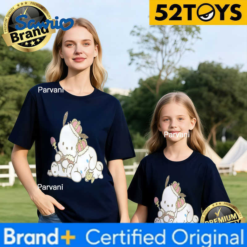 Sanrio 2026 Autumn-Winter Trending Pochacco Bunny Ear Print 100 Cotton Parent-Child T-Shirts High Quality Loose Casual Comfortable H260302