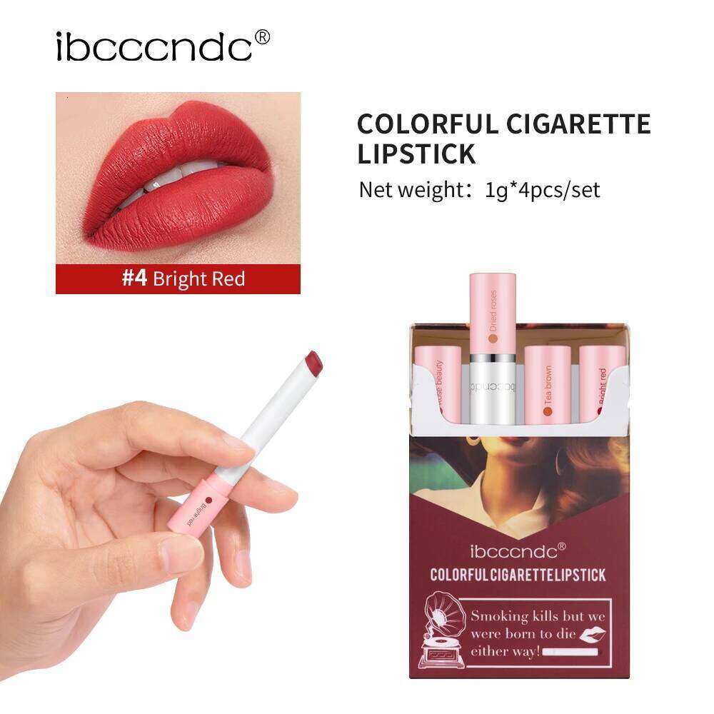 4PCS/Set Matte Long Lasting Waterproof Creative Cigarette Lipstick Set Matt Stick Tube Nude Red Velvet Lip Tint Makeup H260302