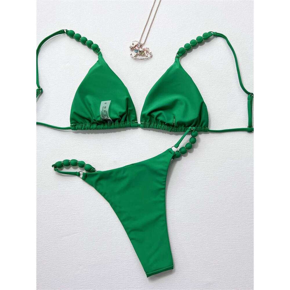 Green Bikini Y2K Swimsuit Push Up Sling Backless Bandage Vacation Swimwear Women Beach Outfit Bathing Suit Bikinis Sets Biquinis Z260301