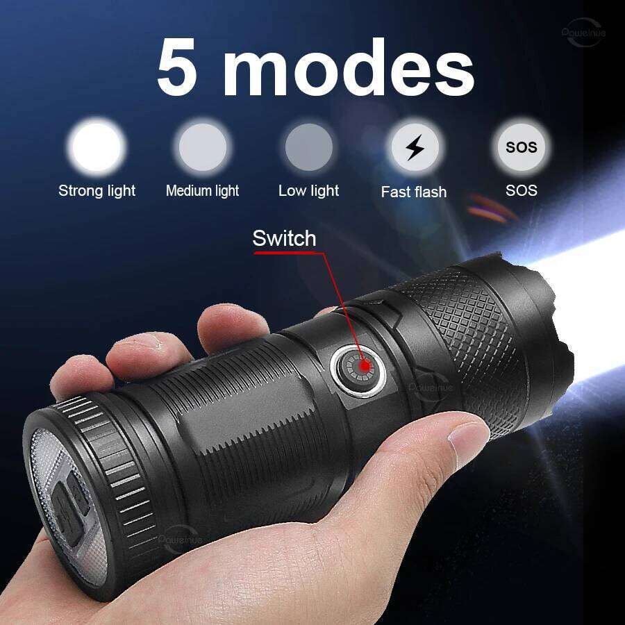 20000000LM Bright LED Flashlight High Power USB Rechageable Portable COB Flashlights Outdoor Camping Emergency Zoom Hand Lamps Z260301