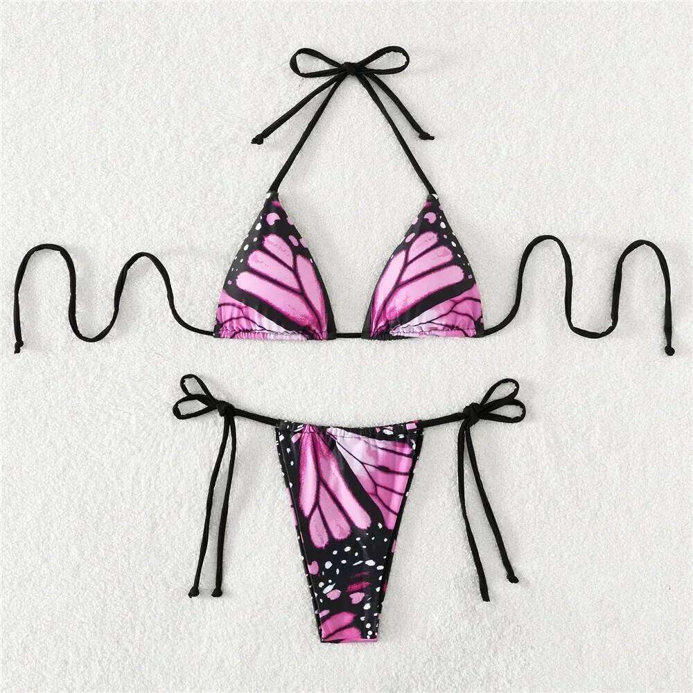 Sexy Butterfly Print Swimwear String Bikinis Set Micro Extremo Mini Thong Swimsuit Women Bathing Suit Triangle Bikini 2026 Mujer Z260301