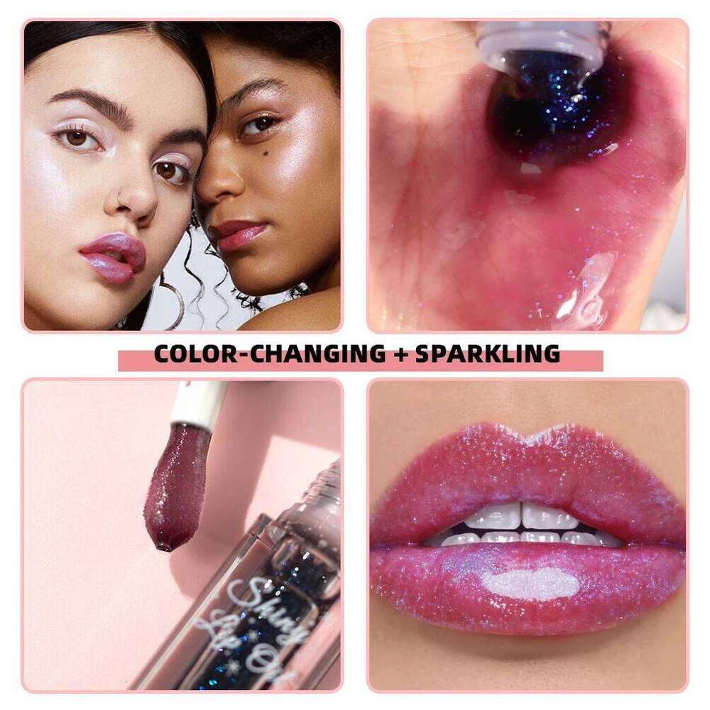 QIBEST Black Mirror Gloss Color Changing Lipstick Moisturizing Shiny Lip Balm Oil Plumping Lasting Diamond Lipgloss Cosmetic H260302