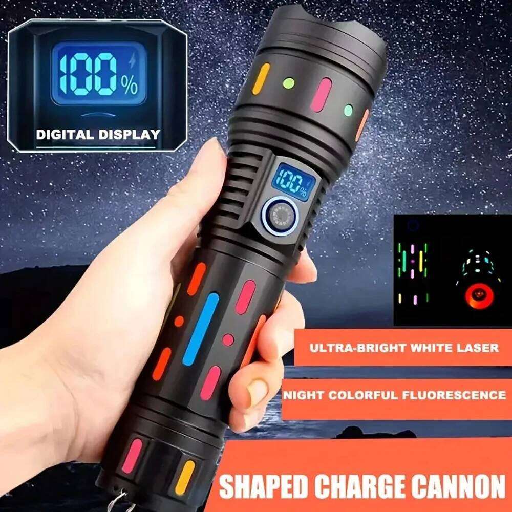 10000Mah LEDTactical Flashlight with Fluorescent Absorbing Film, Type-C Rechargeable, Waterproof & Telescopic Zoom Camping Torch Z260301