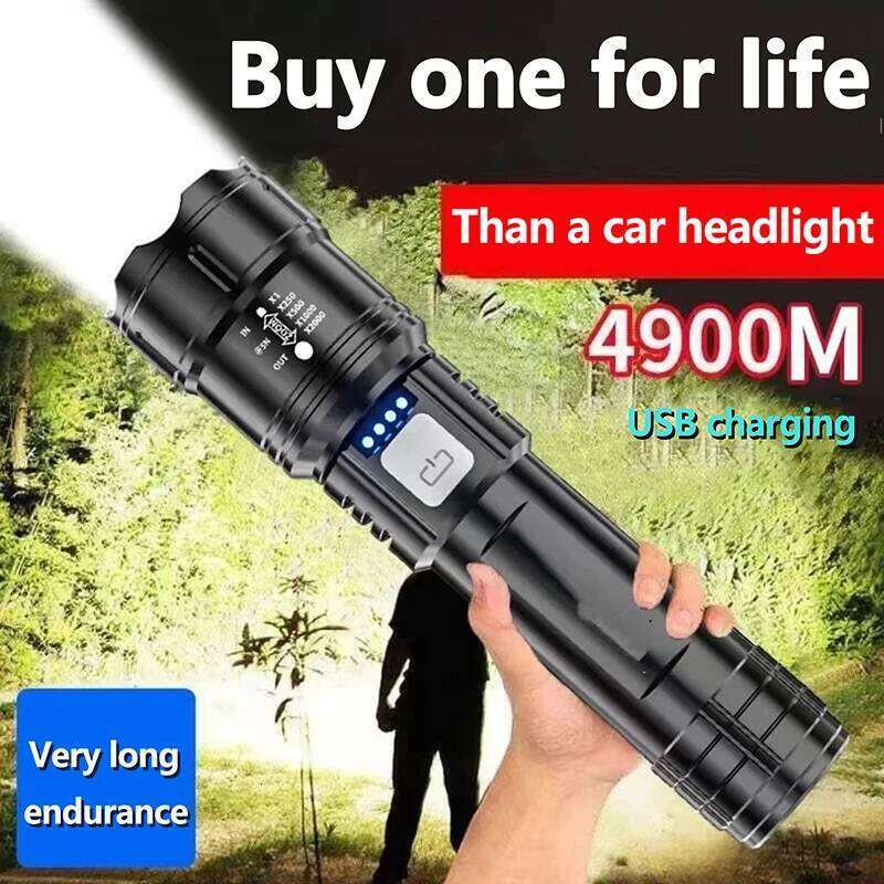 Ultra Bright Lantern Super Powerful LED Flashlight Zoom Tactical Torch Built-in Battery USB Rechargeable Waterproof Lamp Z260301