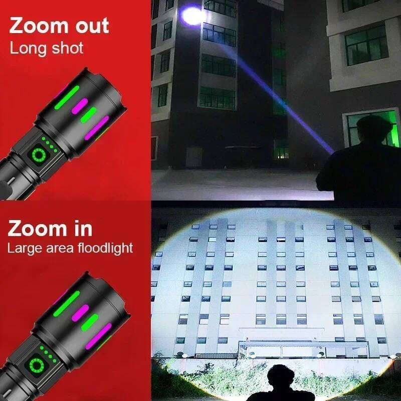 Powerful Flashlight Rechargeable GT10 Shot LED Flashlights High Power Zoom Torch Long Range Tactical Lantren Camping Z260301
