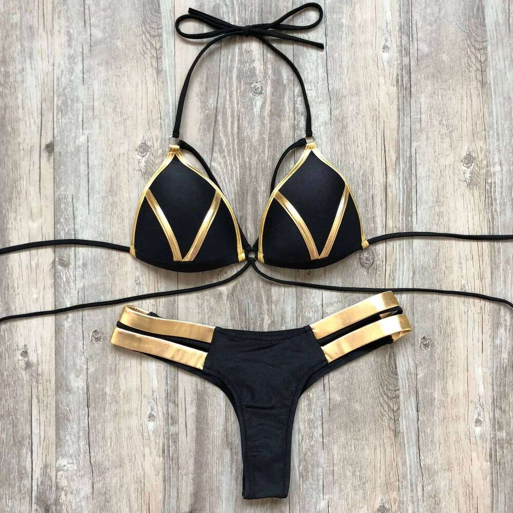 2023 Gold Stamping Set Sexy Padded Women Swimsuit Push Up Bikini Swimwear Summer Beachwear Brazil Bathing Suit Z260301