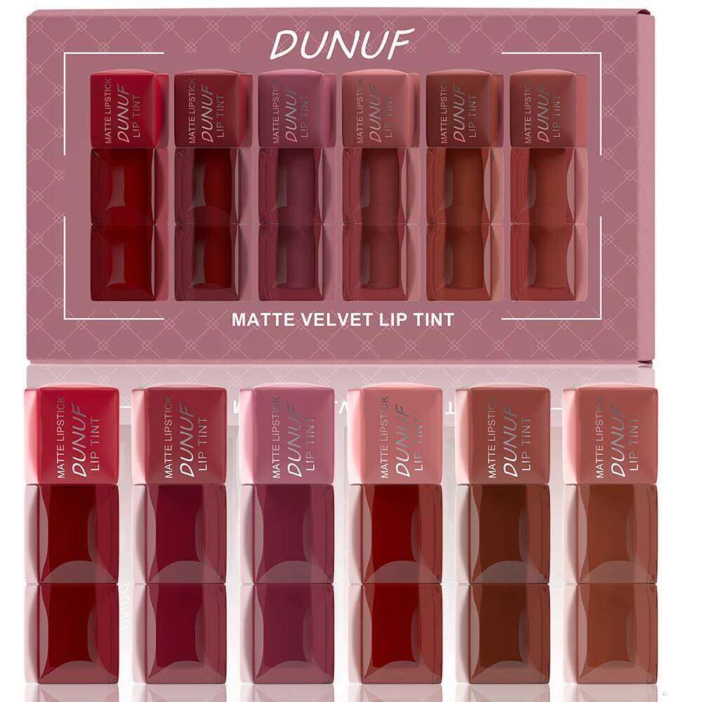 6pc/set Velvet Matte Lipstick Long-lasting Waterproof Gloss Lip Glaze Non-Stick Cup Nude Red High Pigment Y2K Christmas Gift H260302