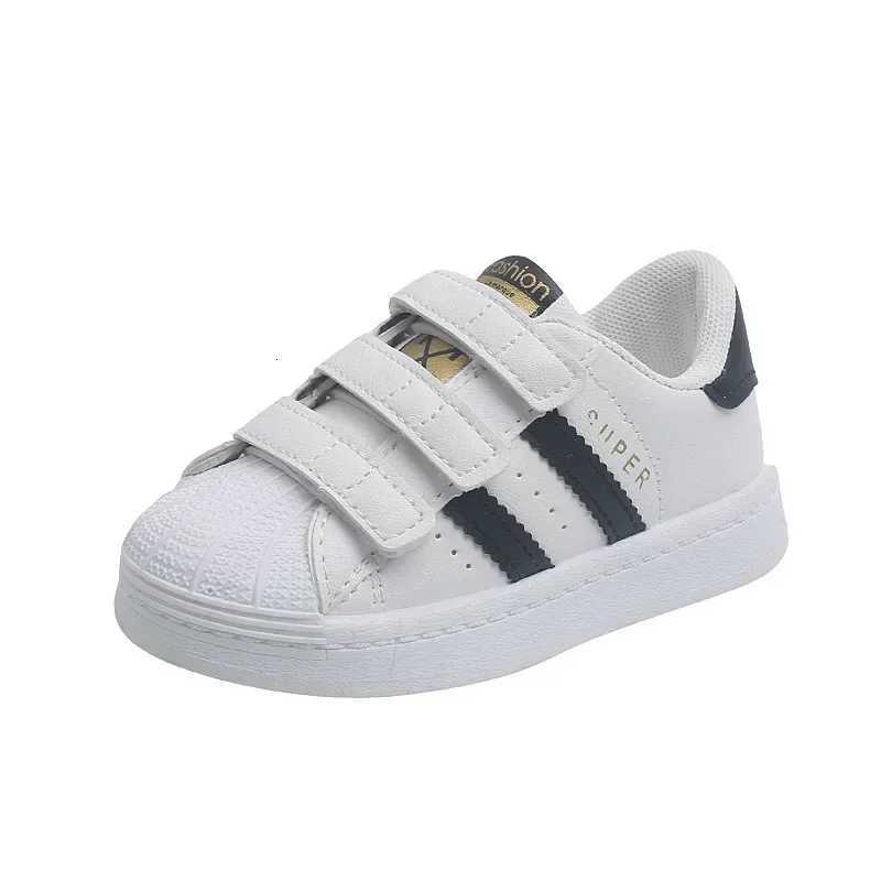 Kids Fashion Sneakers White Non-slip Breathable Hook and Loop Casual Shoes for Boys Girls Toddler OutdoorT260302