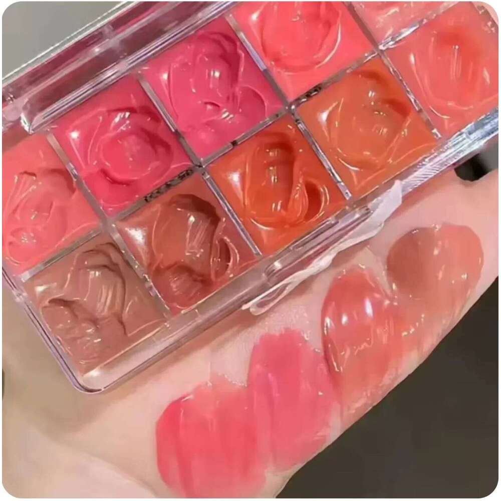 Jelly Gloss Ten Color Toned Frozen Plate Red Lip Glaze Palette Moisturizing Lipstick Long Lasting High color rendering H260302