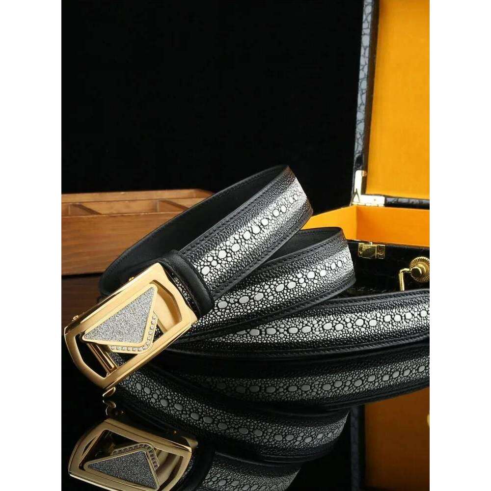 Fashion Male Pearl Fish Pattern Genuine Leather Belt Buckle Vintage Business Cowskin Casual Versatile Handmade Belts For Jeans S260228
