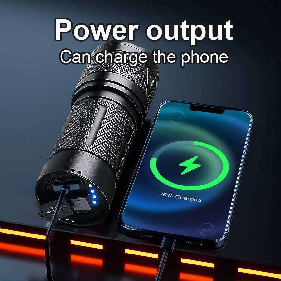 Paweinuo LED Handheld Flashlight Ultra-Bright 15000mAh 860000000LM Zoomable Tactical Lantern Rechargeable Battery Powerful Torch Z260301