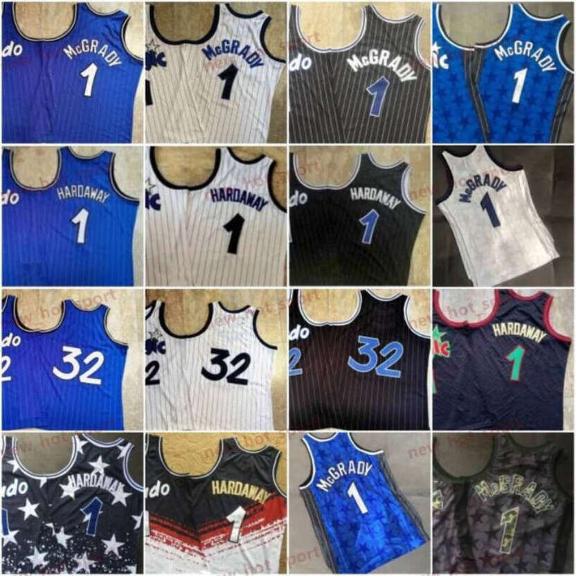 Vintage Orlando Magic Penny 1 Hardaway Tracy 1 McGrady 1993 1994 1995 2000 2001 2003 2004 Blue Black White Independence Mesh Embroidery Stitched Basketball Jerseys