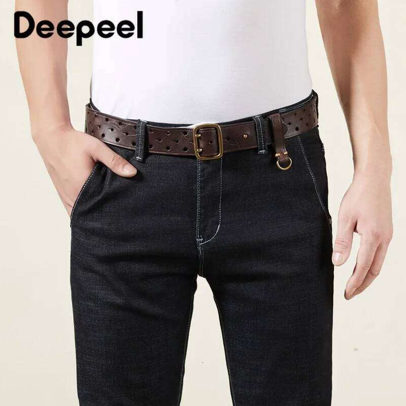 Pure Cowhide 3.8cm Wide Genuine Leather Belt for Men Double Pin Buckle Male Jeans Belts Top Quality Luxury Gift Waistband S260228