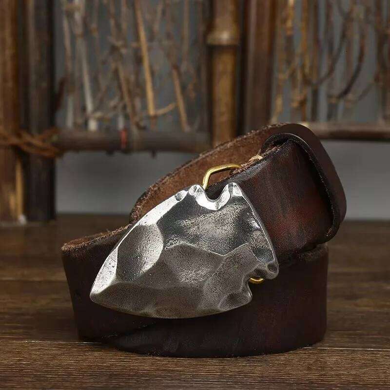 High Quality Thick Retro Cowboy Jeans Genuine Leather Heavy Stainless Steel Buckle For Men Waist Male Belt S260228