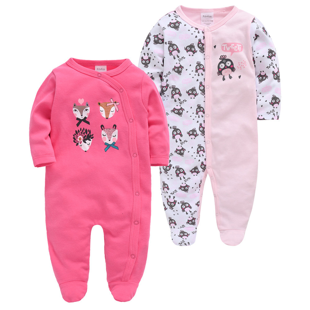 2PCS Baby Girls Rompers Long Sleeve Cute Summer Baby Clothes Cotton Newborn 0-12 months bebe Jumpsuit Outwear 201029