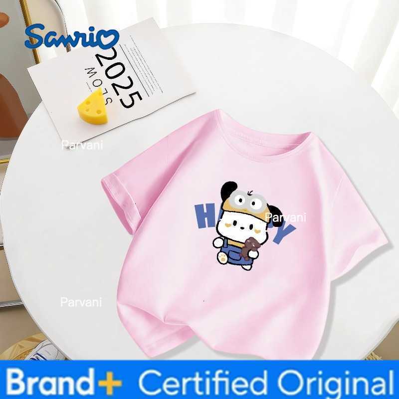 Sanrio 2026 New Cute Pacha Dog Cartoon Printed Summer New Round Neck Half Sleeve Parent Child Wear Pure Cotton Top H260302