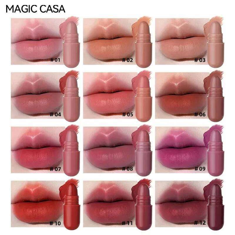 Velvet Matte Lipstick Set 12 Pieces Mini Capsule Long Lasting Waterproof Portable Solid Lip Gloss Rich Pigment H260302