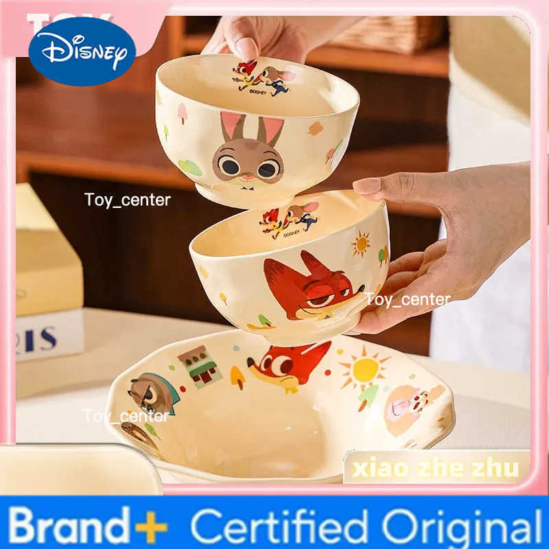 Disney New Zootopia Cartoon Ceramic Tableware Judy Cute Plate Nick Home Rice Bowl Couple Mug Birthday Surprise Gift H260302
