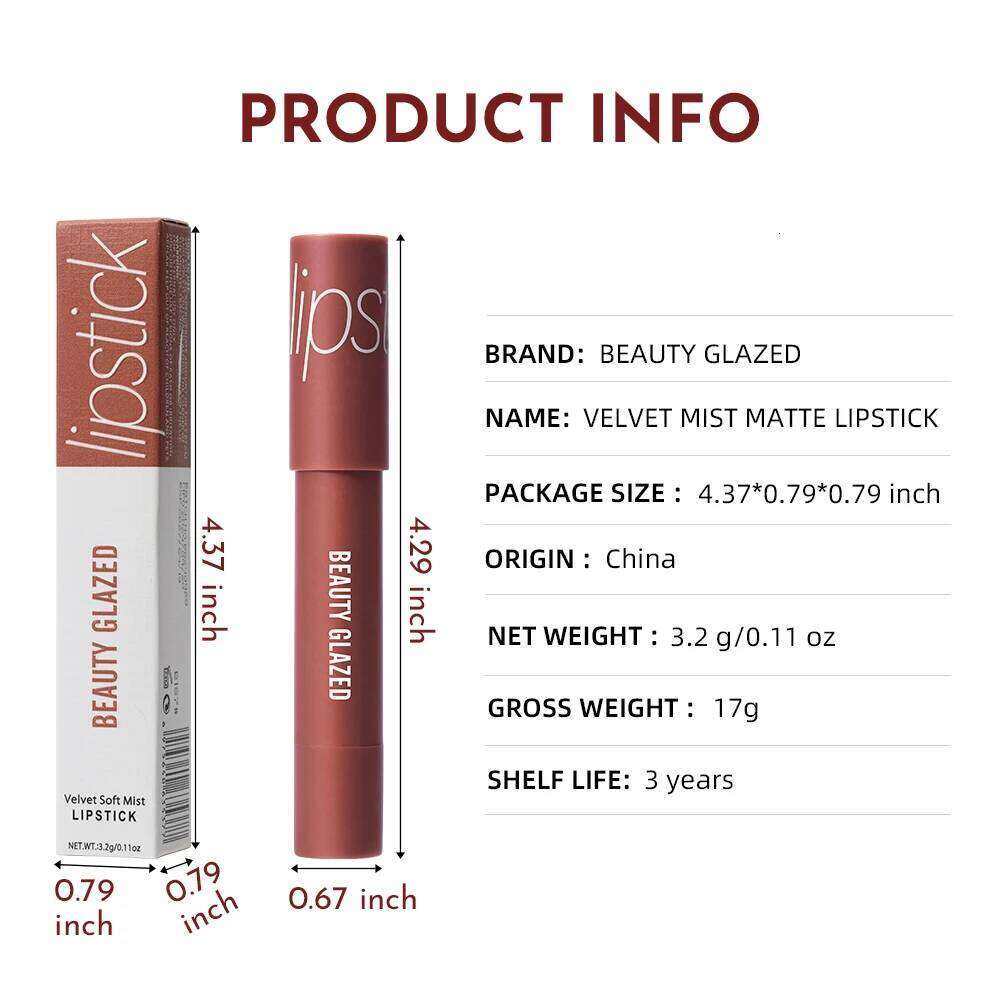 Beauty Glazed Matte Lipstick Pencil Waterproof Long Lasting Balm 12 Colors Velvet Lip Liner Pen Lips Makeup Women Cosmetics H260302