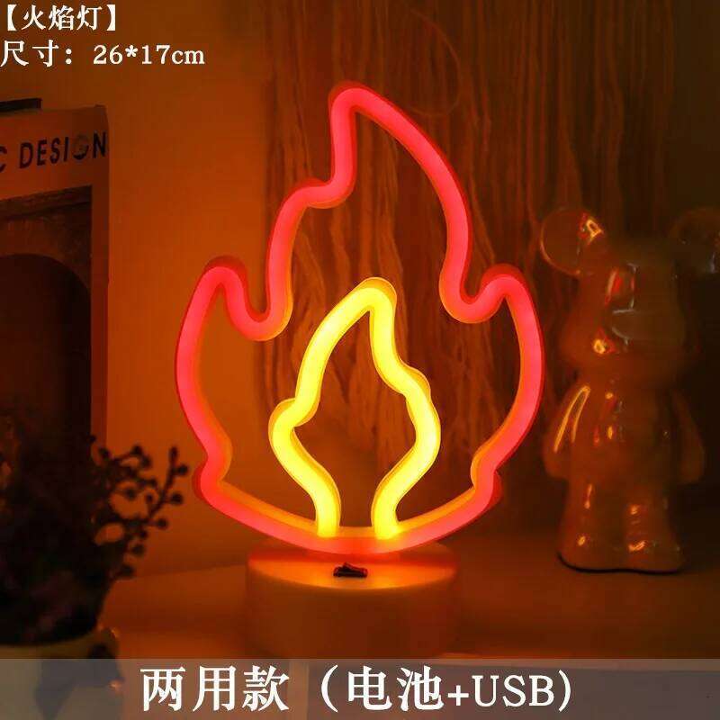 Flame Sign Neon Light LED Fire Flaming Logo Modeling eggplant Lamp Decor Barbecue restaurant Shop Room Wall Table Bar Club Party 26H0302 - view 7
