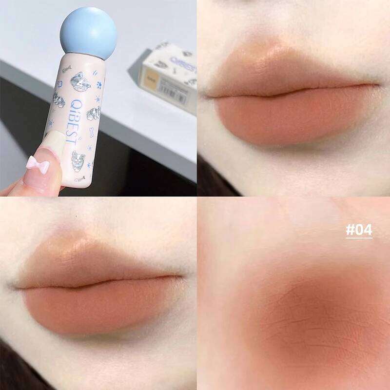 QIBEST Nude Matte Lip Mud Waterproof Non-stick Liquid Lipstick Long Lasting Highly Pigmented Lipgloss Tint Korean Cosmetics H260302