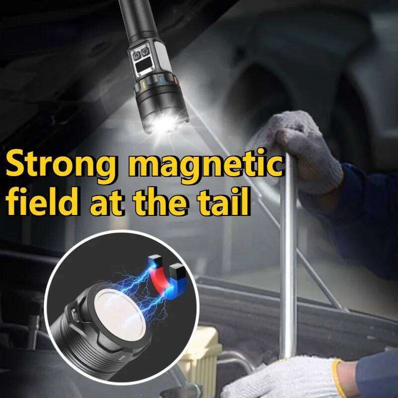 Super Bright LED White Laser Flashlight COB Work Light Type-C Rechargeable Zoomable Long Shot Torch for Outdoor Camping Z260301