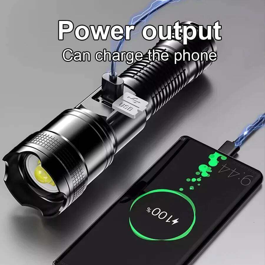 2000000LM Ultra-High Power Flashlight Digital Electronic Display Waterproof Torch Zoom Hand Light Outdoor Camping Lantern Z260301