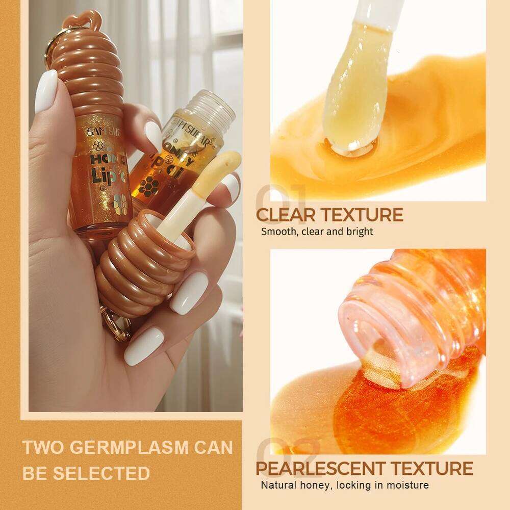 SAM SUGAR 2-Color Honey Oil Long-Lasting Moisture, Reduces Lines Transparent Hydrating Lip Gloss H260302