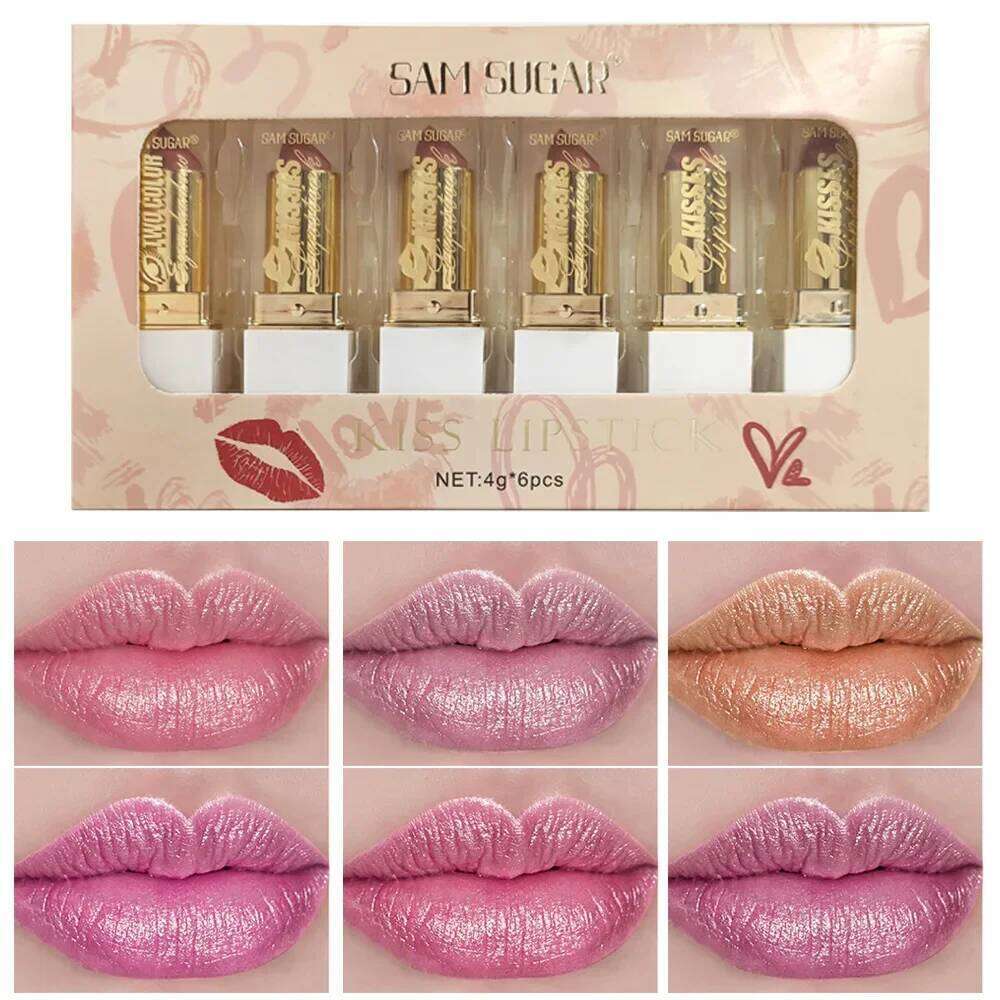 Long Wearing Pearlescent Lipstick Set Waterproof Lip Gloss High Shine Moisturizing Non Stick Cup Matte Balm H260302
