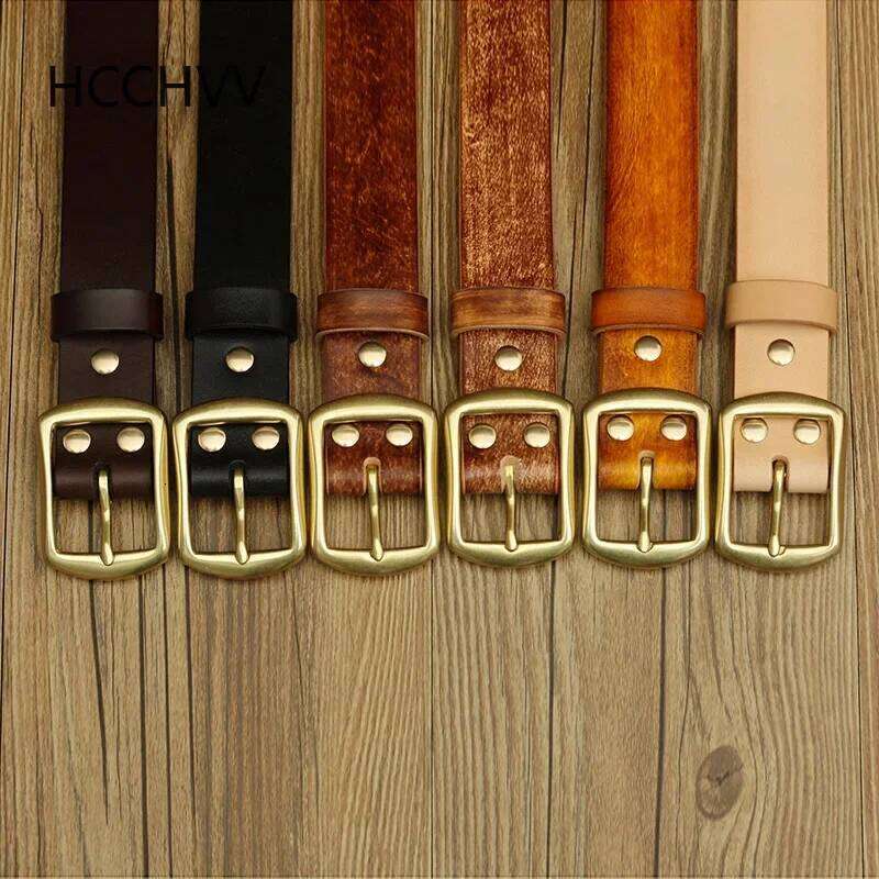 Handmade Buckles Thick Natural Vegetable Tanned Leather Pin Buckle Mens Waist Men's Belt Gifts for Men S260228