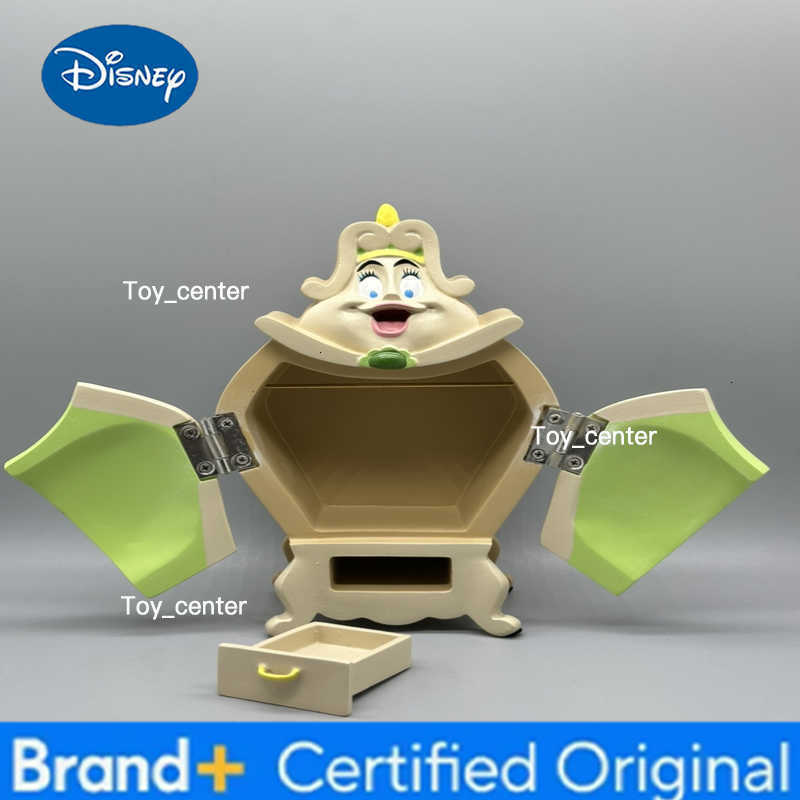 Disney Beauty And The Beast Toys Anime Figure Night Lights Candlesticks Cogsworth Clock Ornaments Collectible Model Gift jewelry box H260302