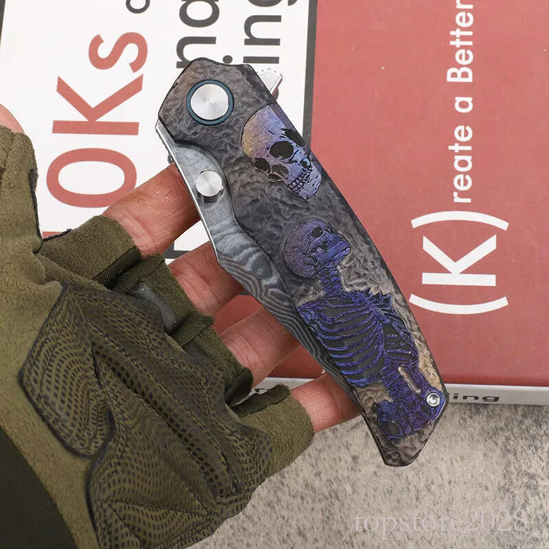 High Quality A2617 Flipper Folding Knife VG10 Damascus Steel Vacuum Heat Treatment Blade CNC Titanium Alloy Handle Ball Bearing Outdoor EDC Pocket Kni