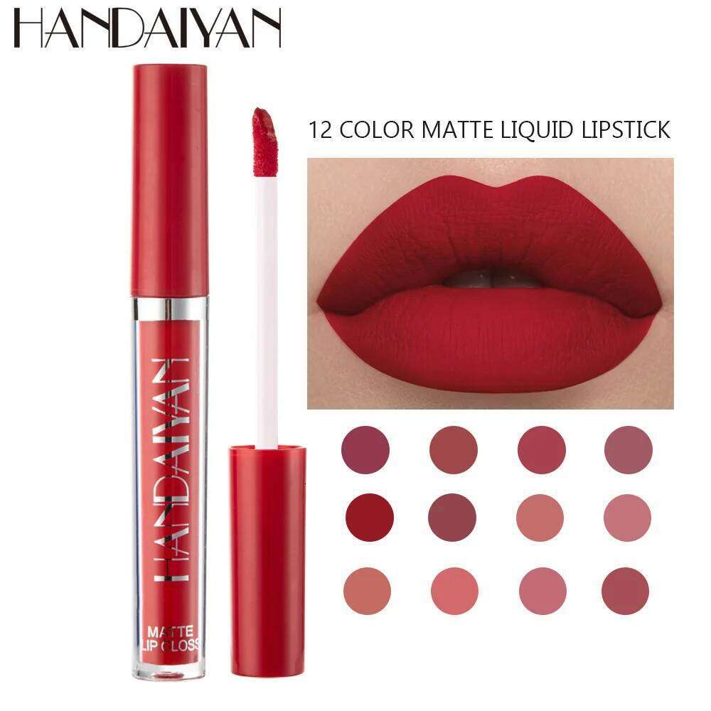 Handaiyan 12 Colors Matt Lip Gloss Longlasting Red Nude Lipstick Liquid matte Waterproof Lipgloss Makeup H260302
