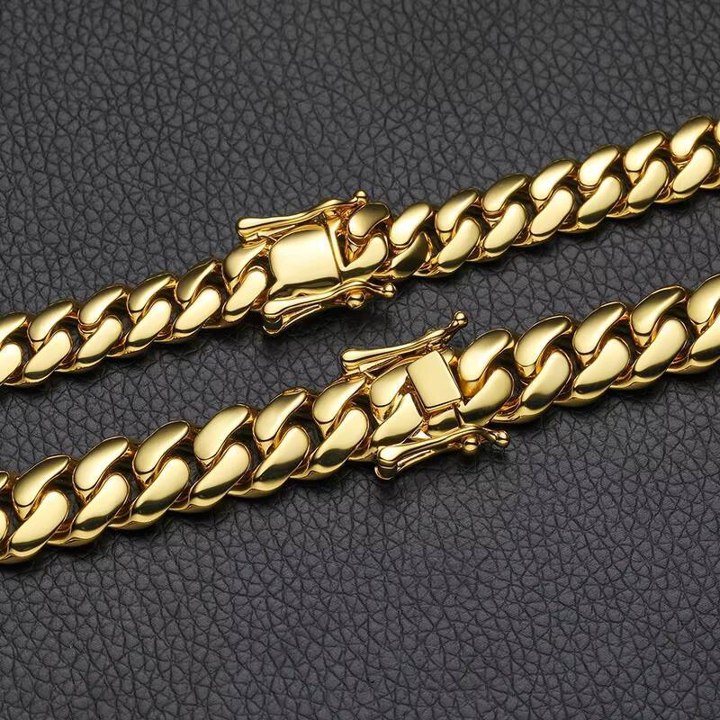 Wholesale Luxury Jewelry Real 18k Gold Brass Chunky Cuban Link Chain 10/12/14/16/18/20mm Miami Cuban Chain Mens Hip Hop Bracelet