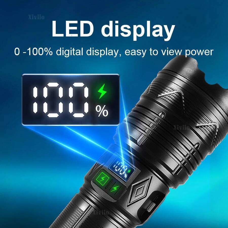 300000000LM Ultra Bright LED Flashlight USB Rechargeable Zoom Flashlights 5000M ABS Tactical Torch Camping Fishing Work Lamp Z260301