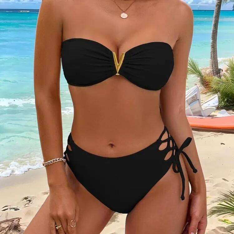 New detachable shoulder strap, sexy back, cross-cut bikini women's swimsuit for vacation bathing suit Z260301