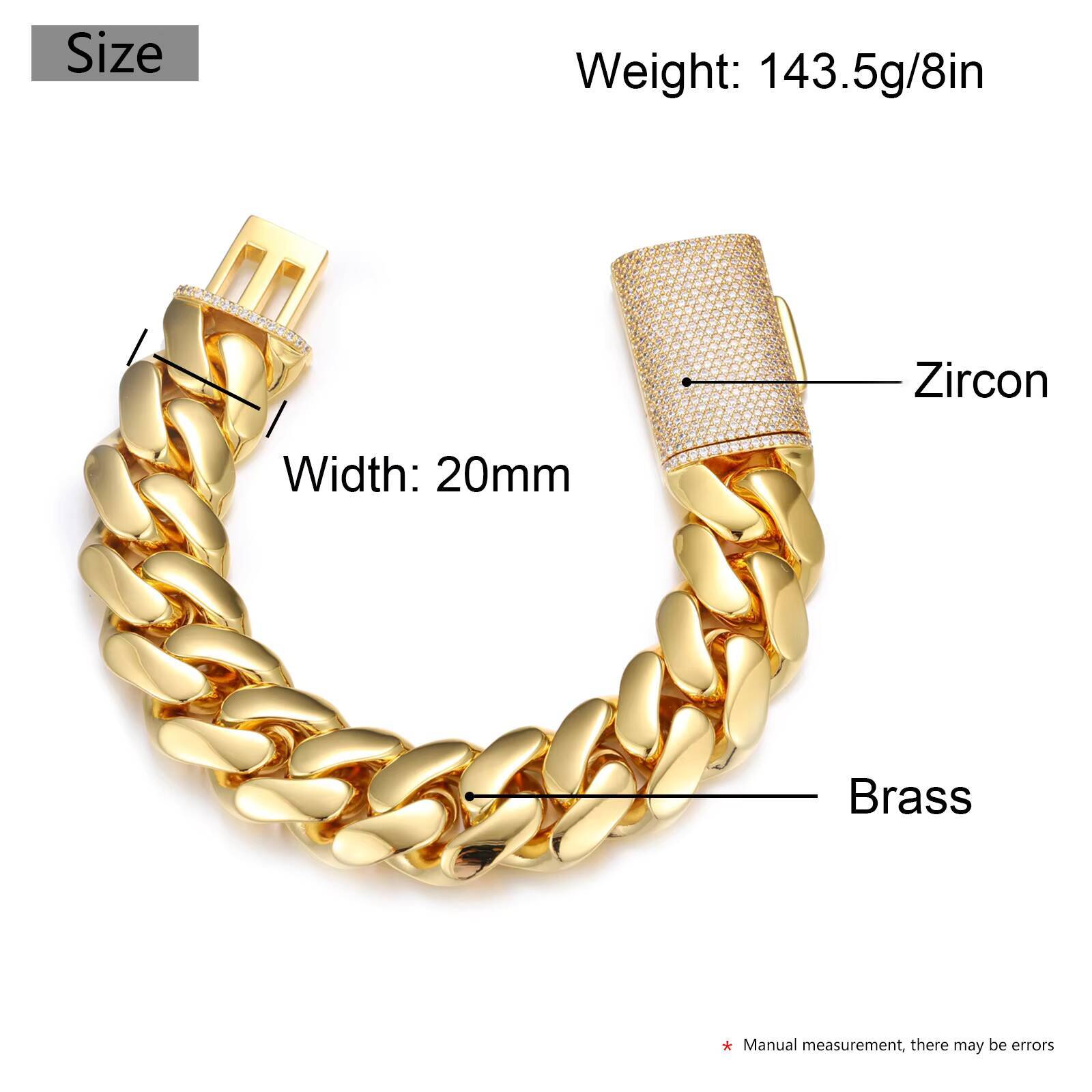 Wholesale Luxury Hip Hop Jewelry 20mm 22mm 14K 18K Real Gold Plated Brass Heavy Miami Cuban Link Bracelet Mens Bracelet