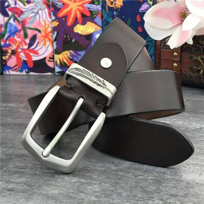 Stainless Steel Buckle Mens Luxury Super Thick Genuine Ceinture Belts Leather Waist Belt Men SBT0006 S260228