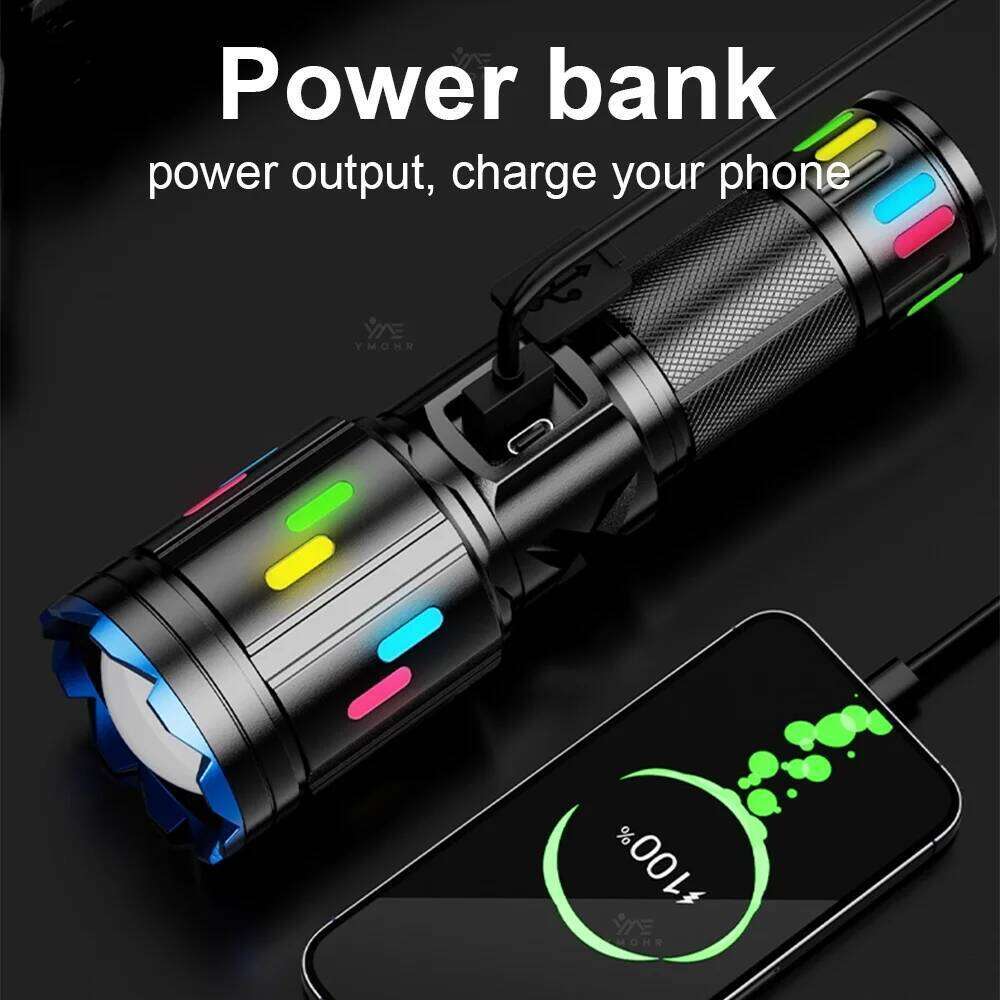 White Laser Flashlights High Torch Rechargeable LED Flashlight Tactical Power Bank Camping Lantern Outdoor Hiking Fishing Z260301