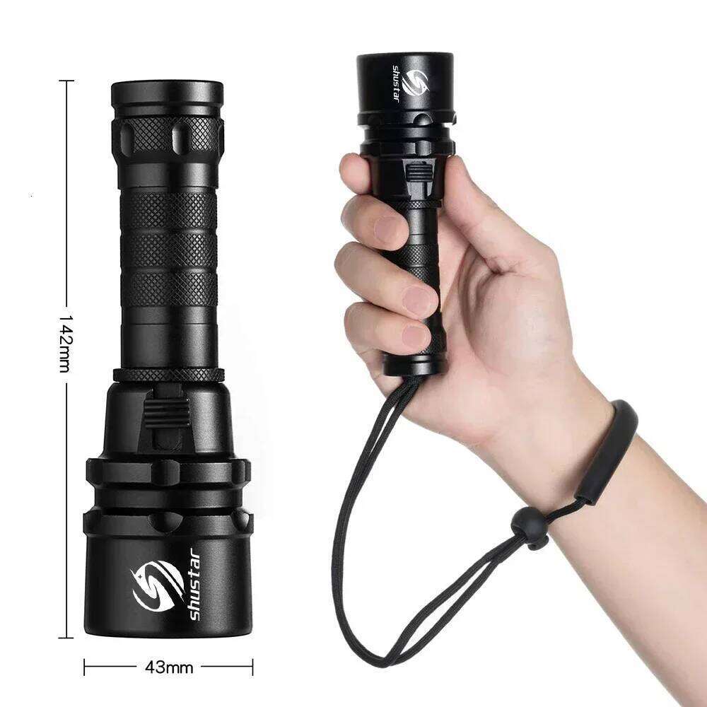 Super bright Diving Flashlight IP68 highest waterproof rating Professional diving light Powered by 18650 battery With hand rope Z260301
