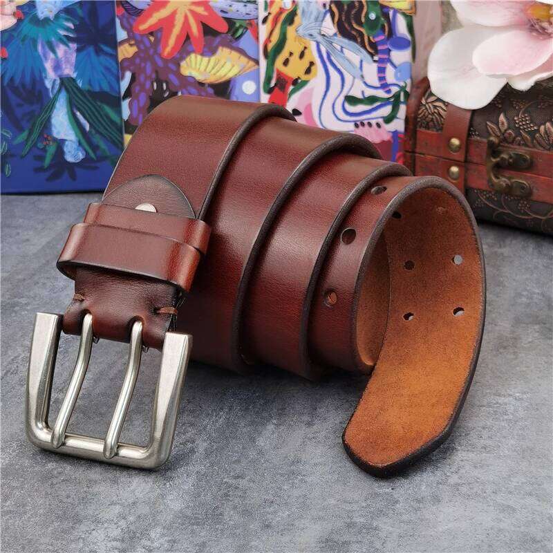 43MM Wide Double Pin Metal Buckle Genuine Ceinture Luxury Leather Waist Belt Fot Men MBT0018 S260228