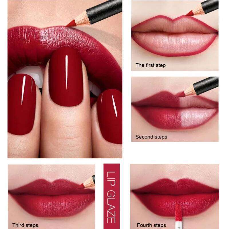2 in 1/Set Hot Matte Velvet Gloss Lip Liner Pencil Makeup Waterproof Lasting Contour Liquid Lipstick Lipliner Kit Cosmetic H260302